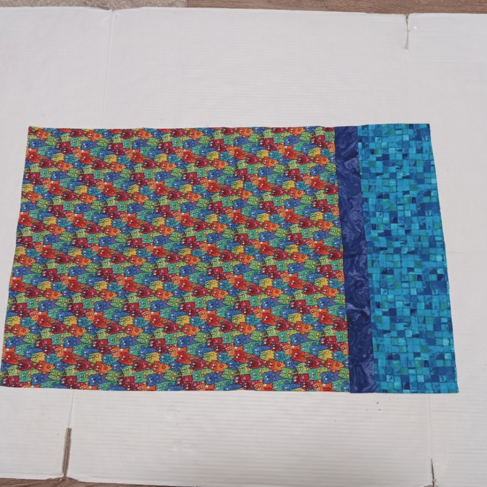 Standard pillowcase with vibrant whimsical cat pattern